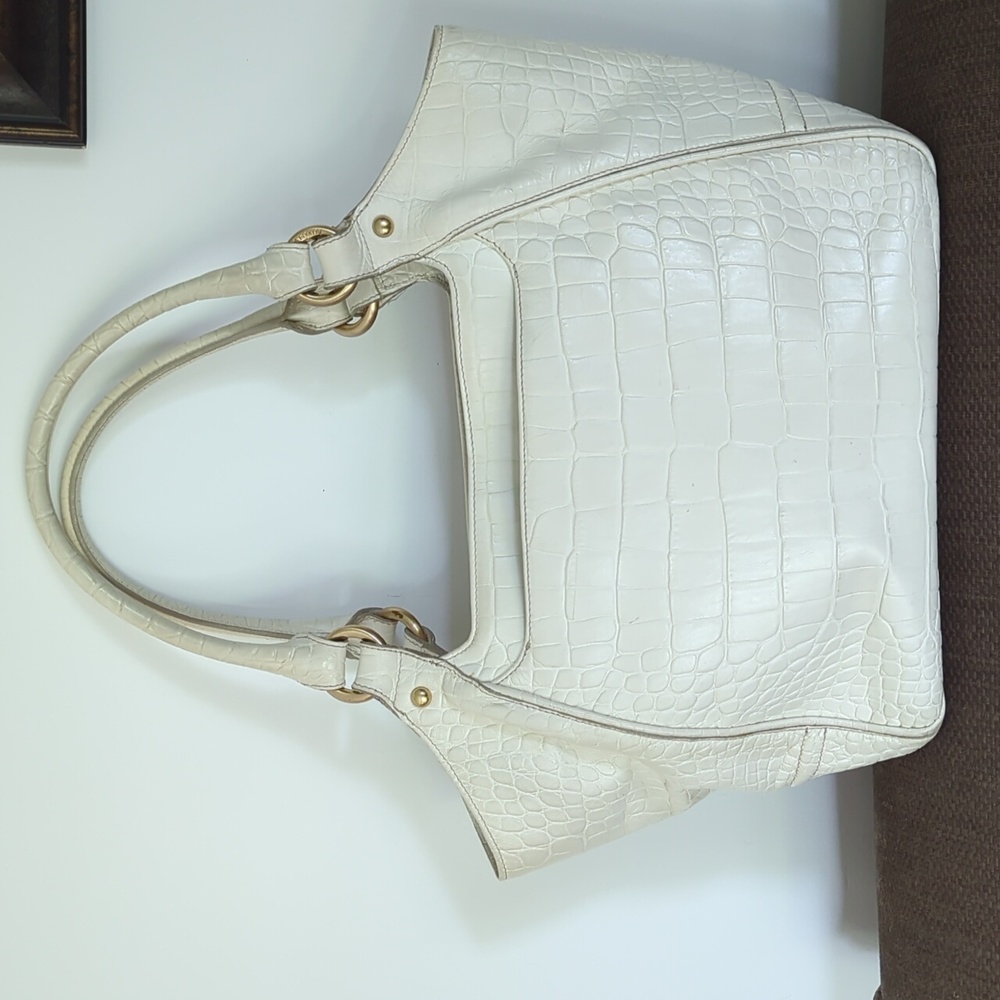 Vintage Brahmin White Leather With Stone Floral Bag - Picture 2 of 16